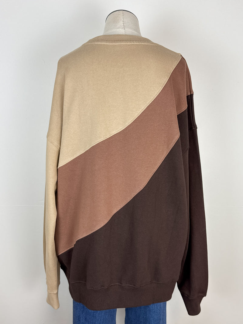 Everly Striped Pullover in Brown