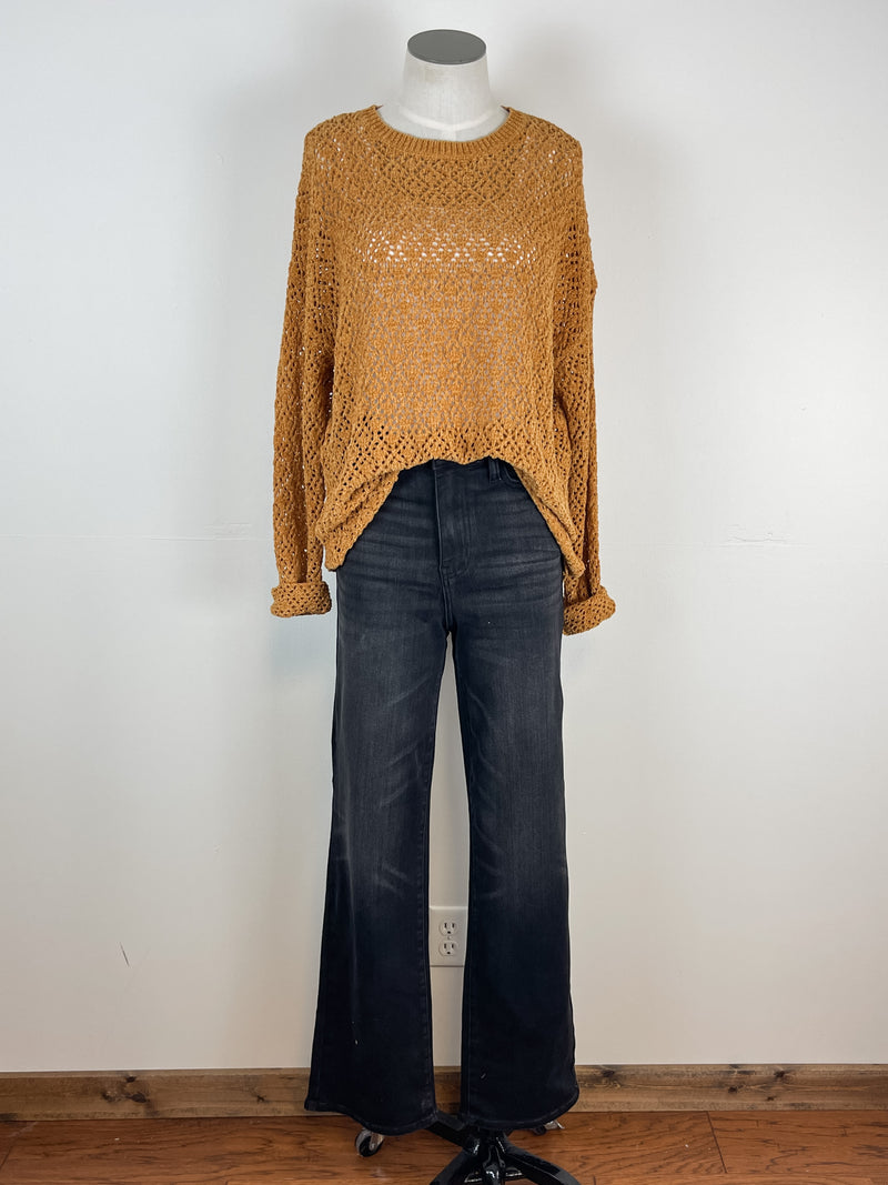 Asher Loose Knit Chenille Sweater in Golden Spice