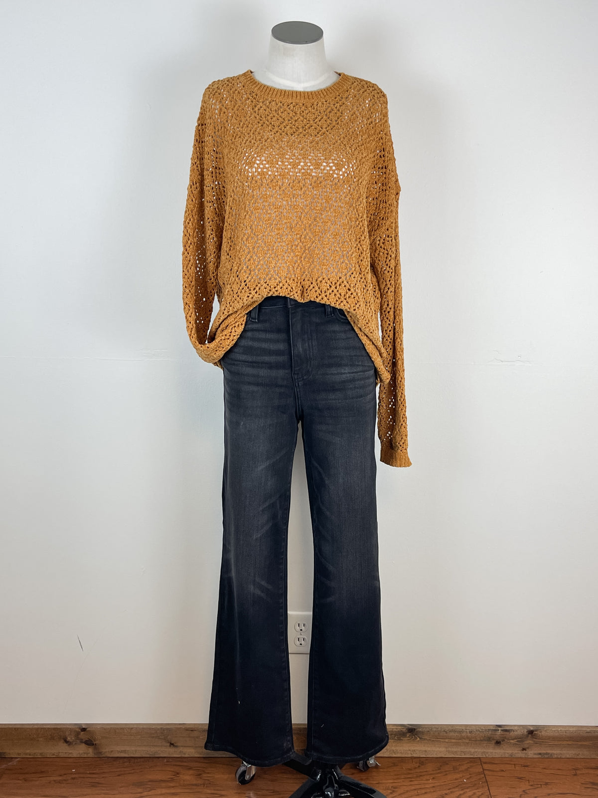 Asher Loose Knit Chenille Sweater in Golden Spice