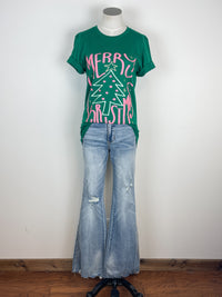 Merry Christmas Tee in Green