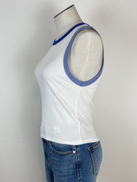 Avery Color Block Ribbed Tank in White/Blue