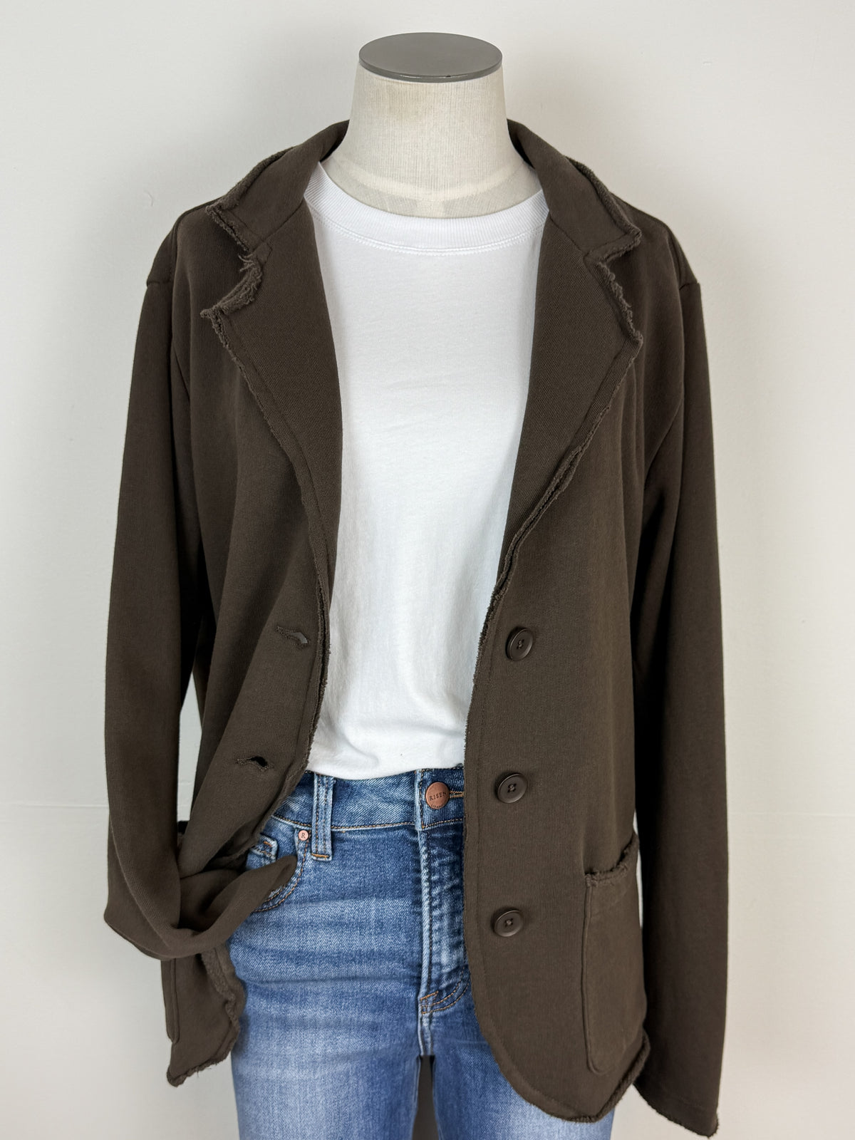 Hannah Raw Edge Blazer in Espresso