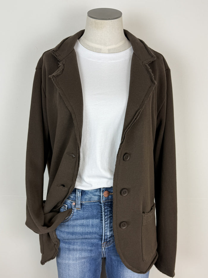 Hannah Raw Edge Blazer in Espresso