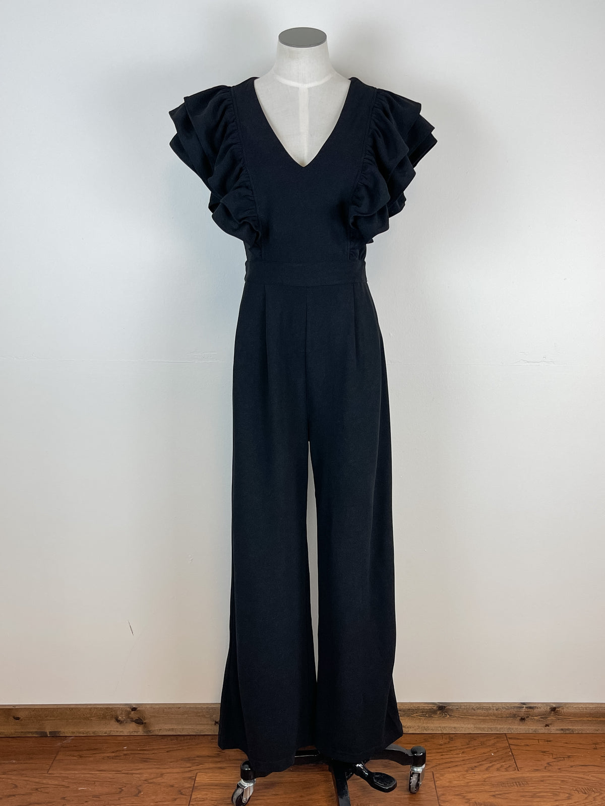 Daphne Ruffle Sleeve Jumpsuit in Black