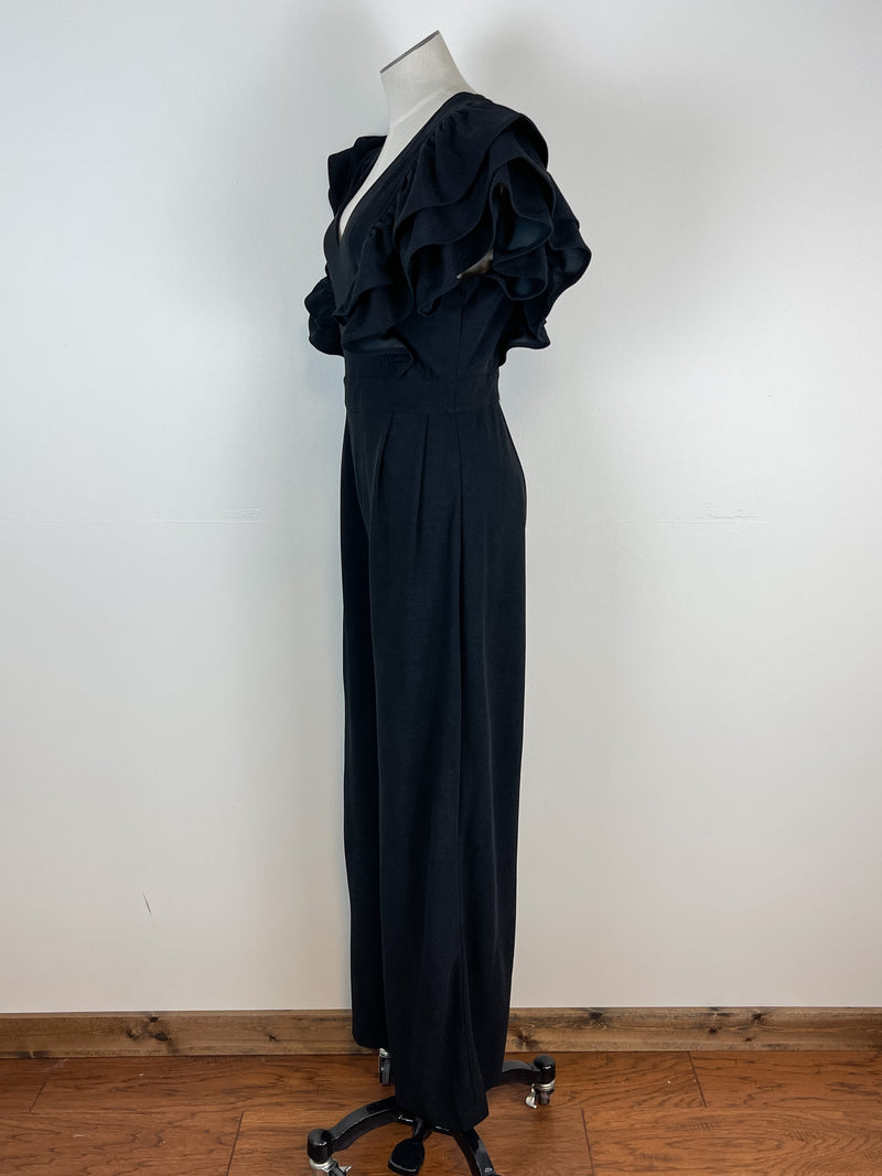 Daphne Ruffle Sleeve Jumpsuit in Black