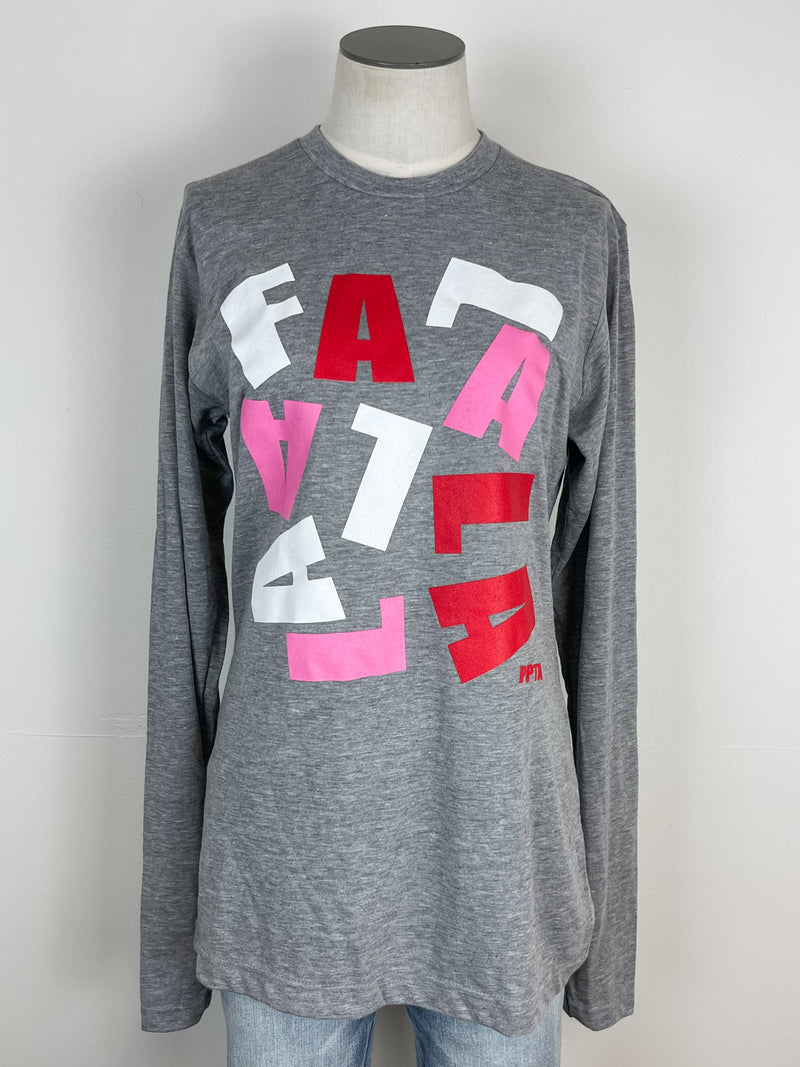 Fa La La Long Sleeve Tee in Grey