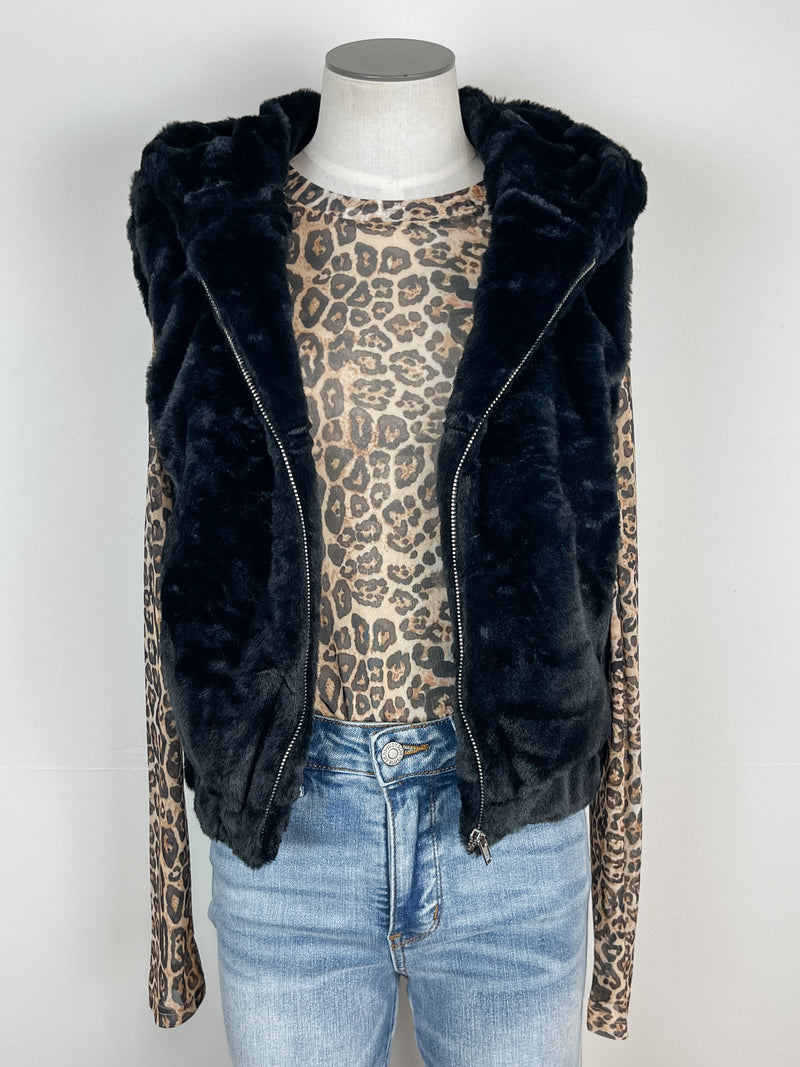 Felicity Hooded Faux Fur Vest