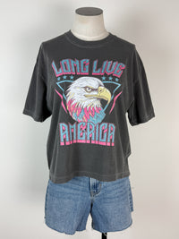 Long Live America Tee in Charcoal