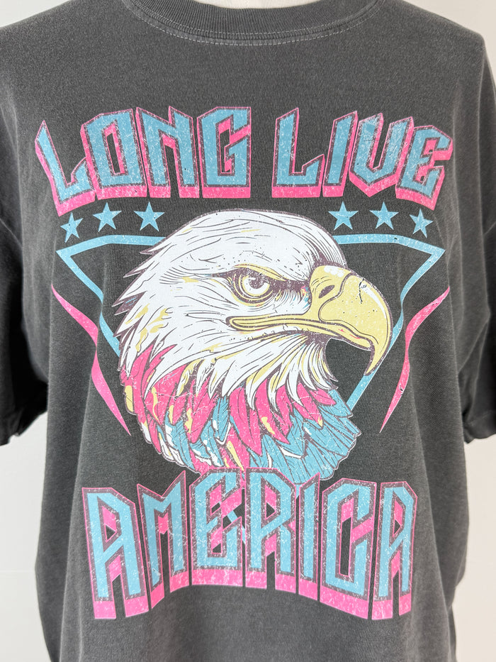 Long Live America Tee in Charcoal