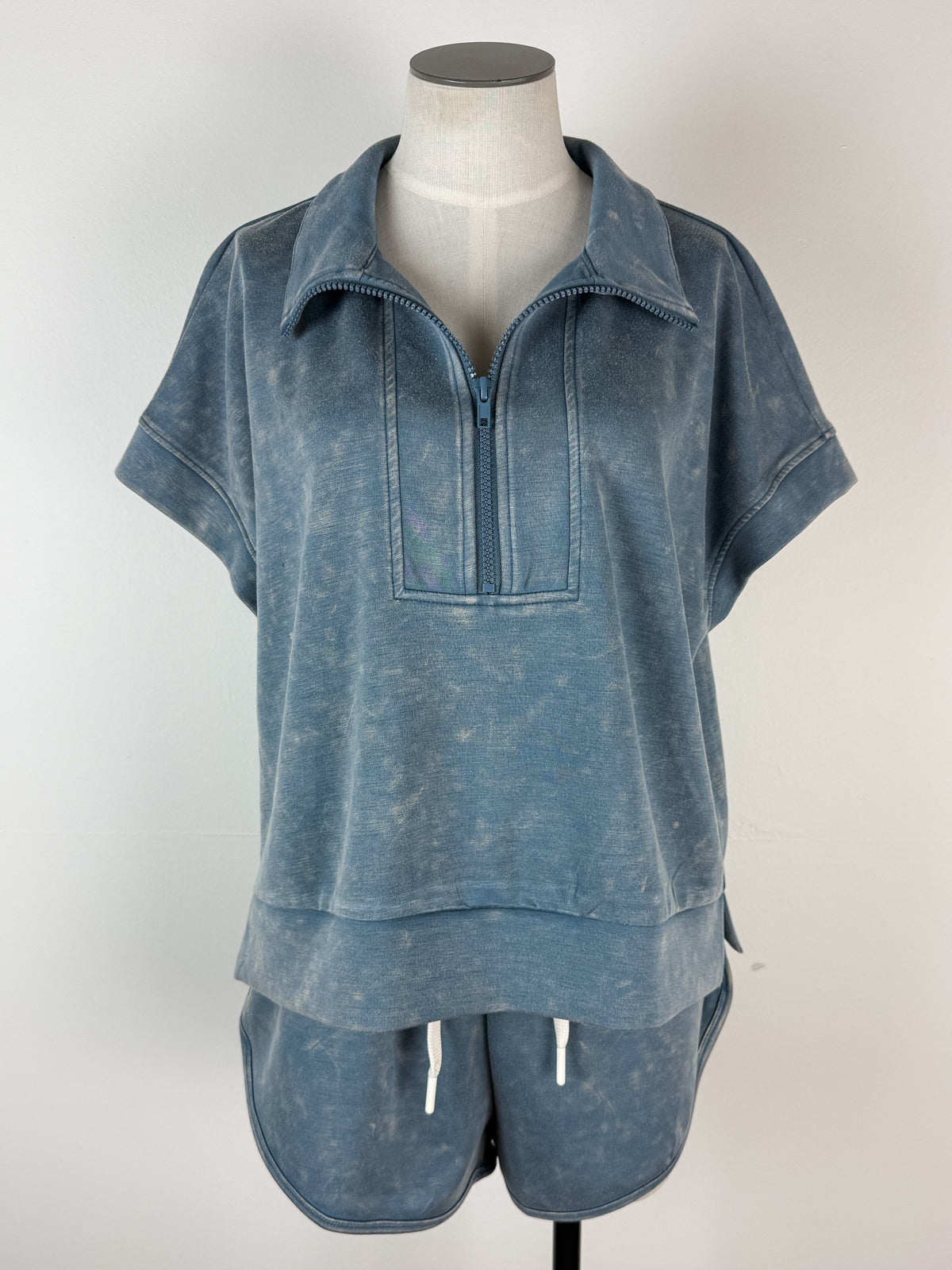 Ari Scuba Top and Shorts Set in Washed Navy