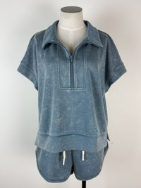 Ari Scuba Top and Shorts Set in Washed Navy