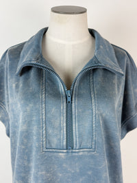 Ari Scuba Top and Shorts Set in Washed Navy