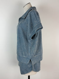 Ari Scuba Top and Shorts Set in Washed Navy