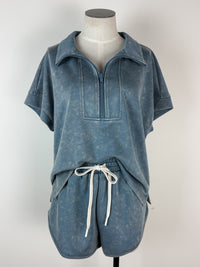 Ari Scuba Top and Shorts Set in Washed Navy