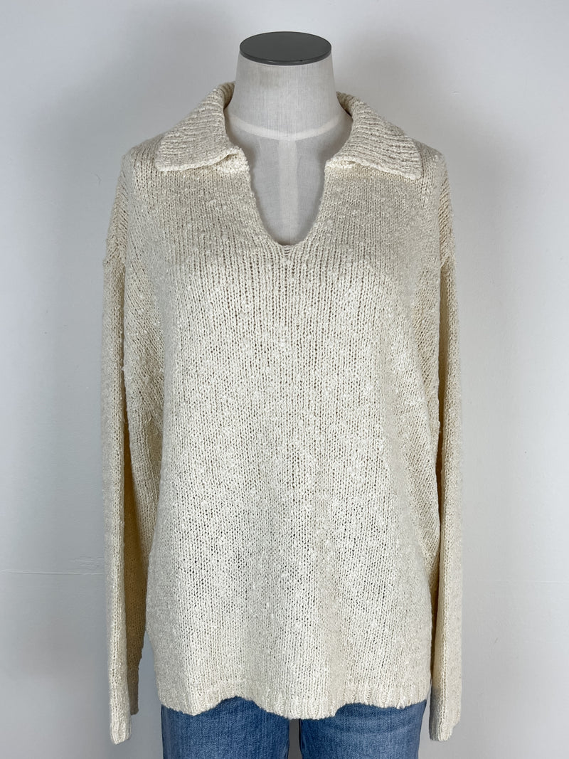 Marigold Collared Sweater in Ivory