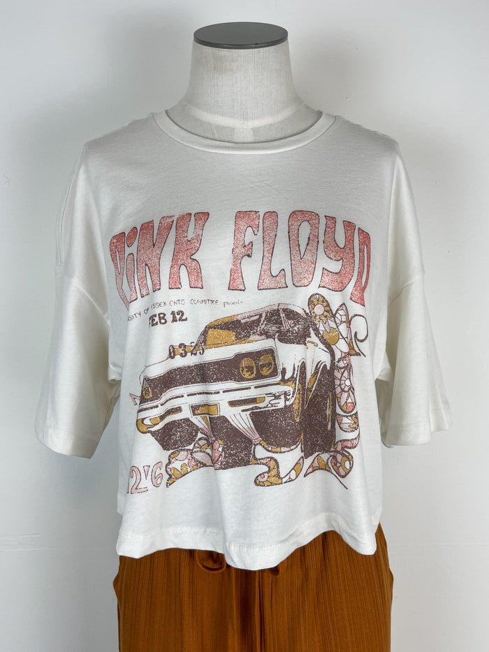 Pink Floyd Essex Cropped Tee in Off White