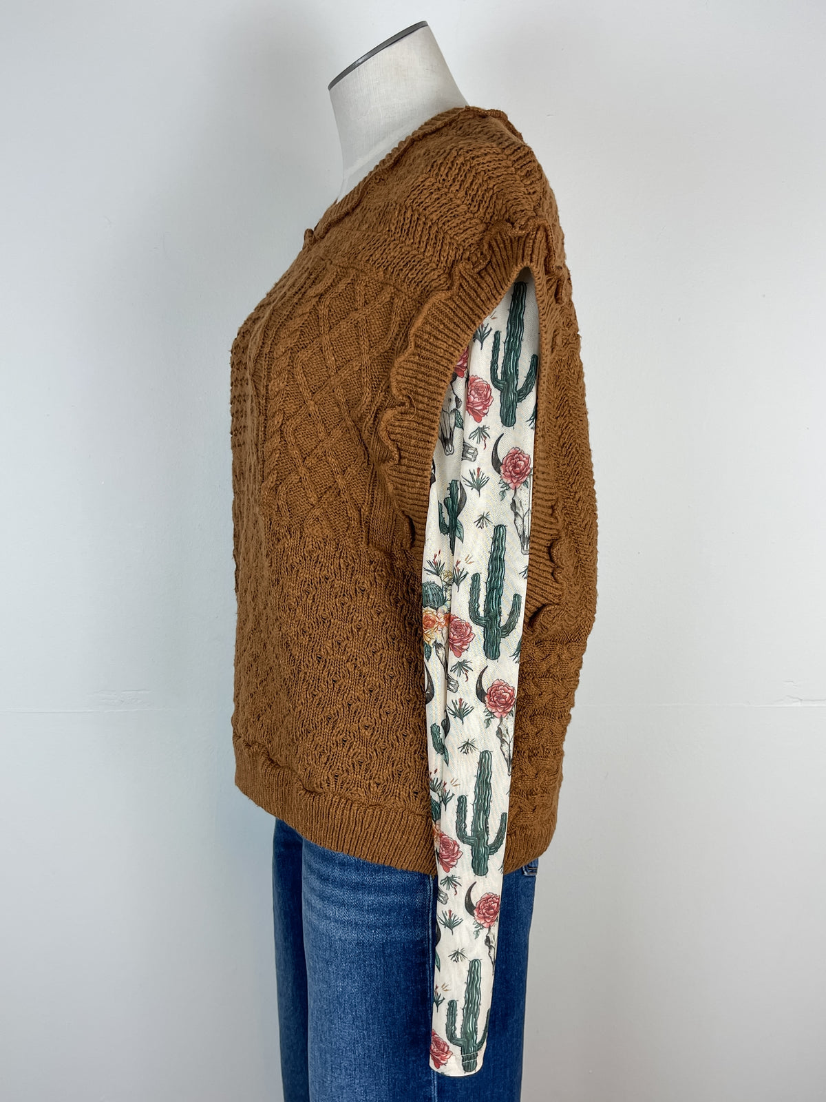 Olivia Cable Knit Sweater Vest in Mocha