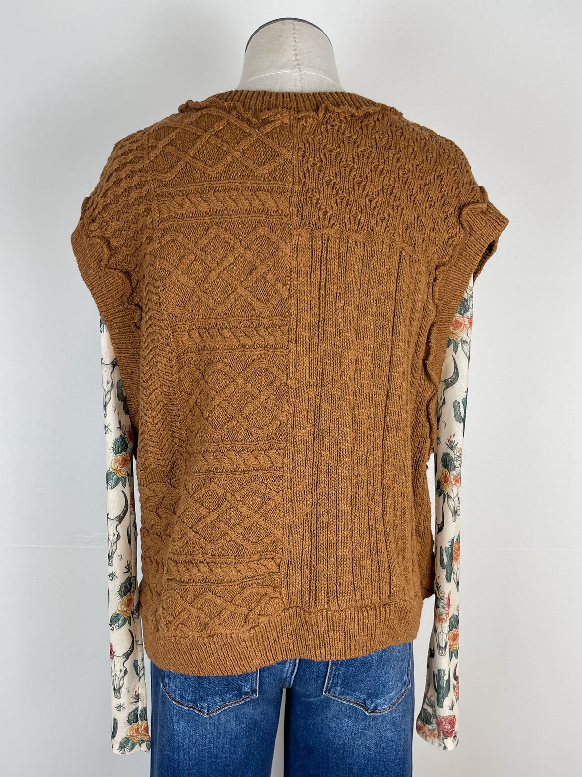 Olivia Cable Knit Sweater Vest in Mocha