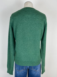 Sophia Sequin Bow Sweater in Green/Red