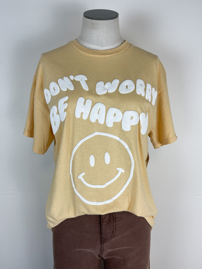 Don't Worry Be Happy Tee in Yellow