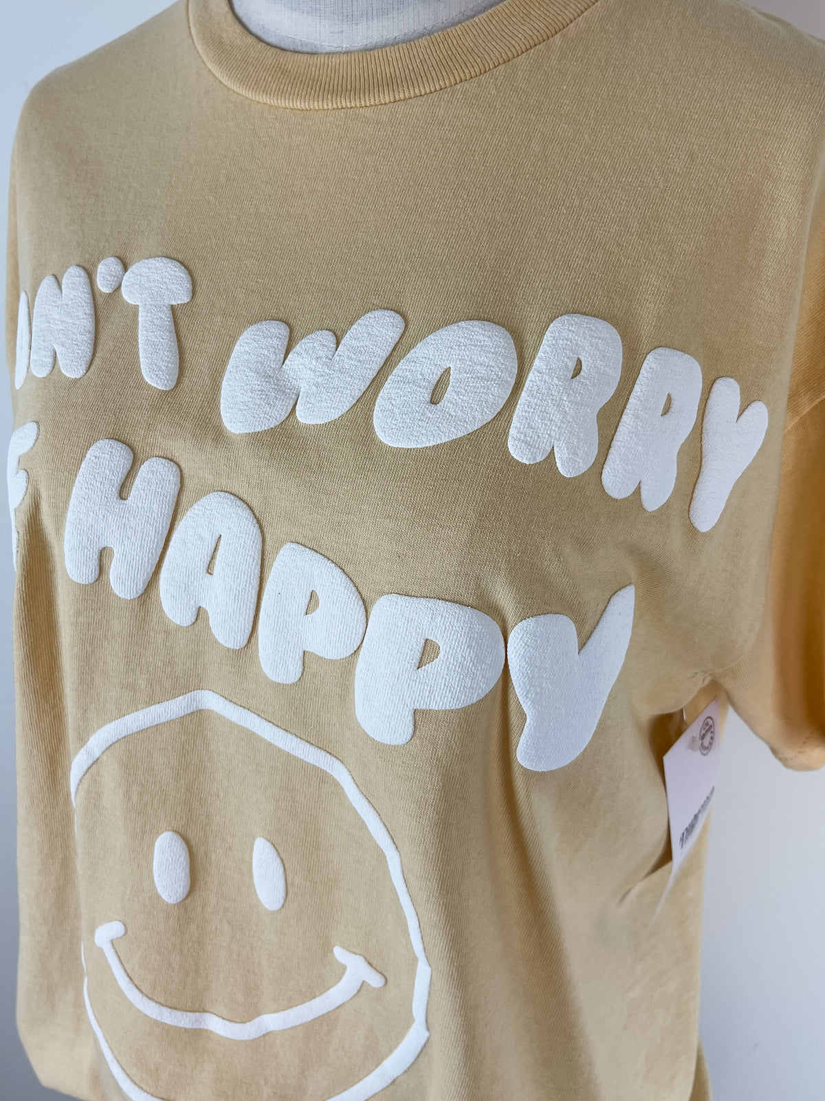 Don't Worry Be Happy Tee in Yellow