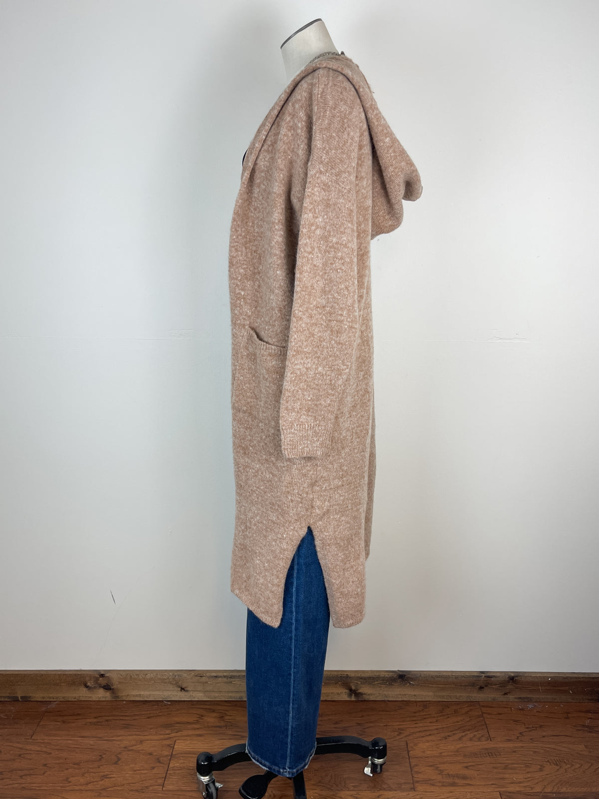 Eliza Long Hooded Cardigan in Latte