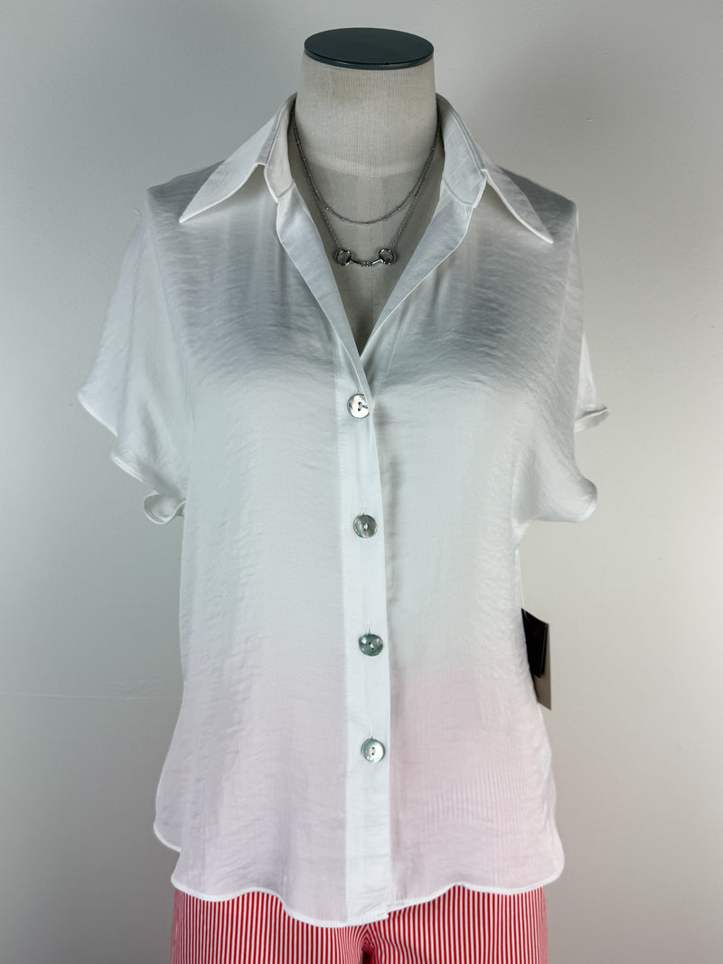 Drew Basic Button Up Blouse in Off White