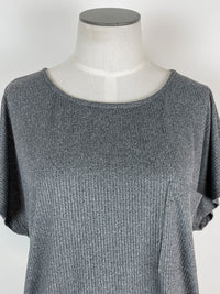 Waverly Ribbed Pocket Tee in Charcoal