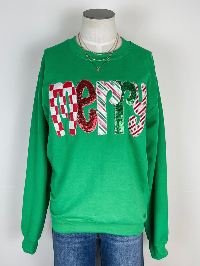 Merry Crew Neck Sweatshirt in Green