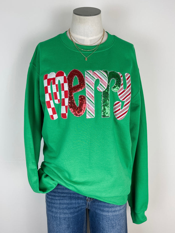 Merry Crew Neck Sweatshirt in Green