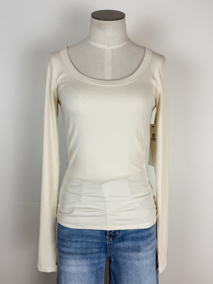 Eloise Scoop Neck Micro Ribbed Long Sleeve