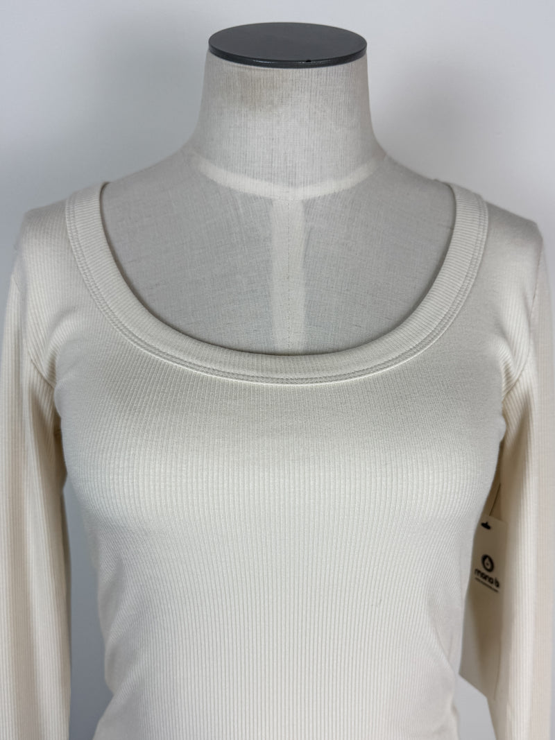 Eloise Scoop Neck Micro Ribbed Long Sleeve