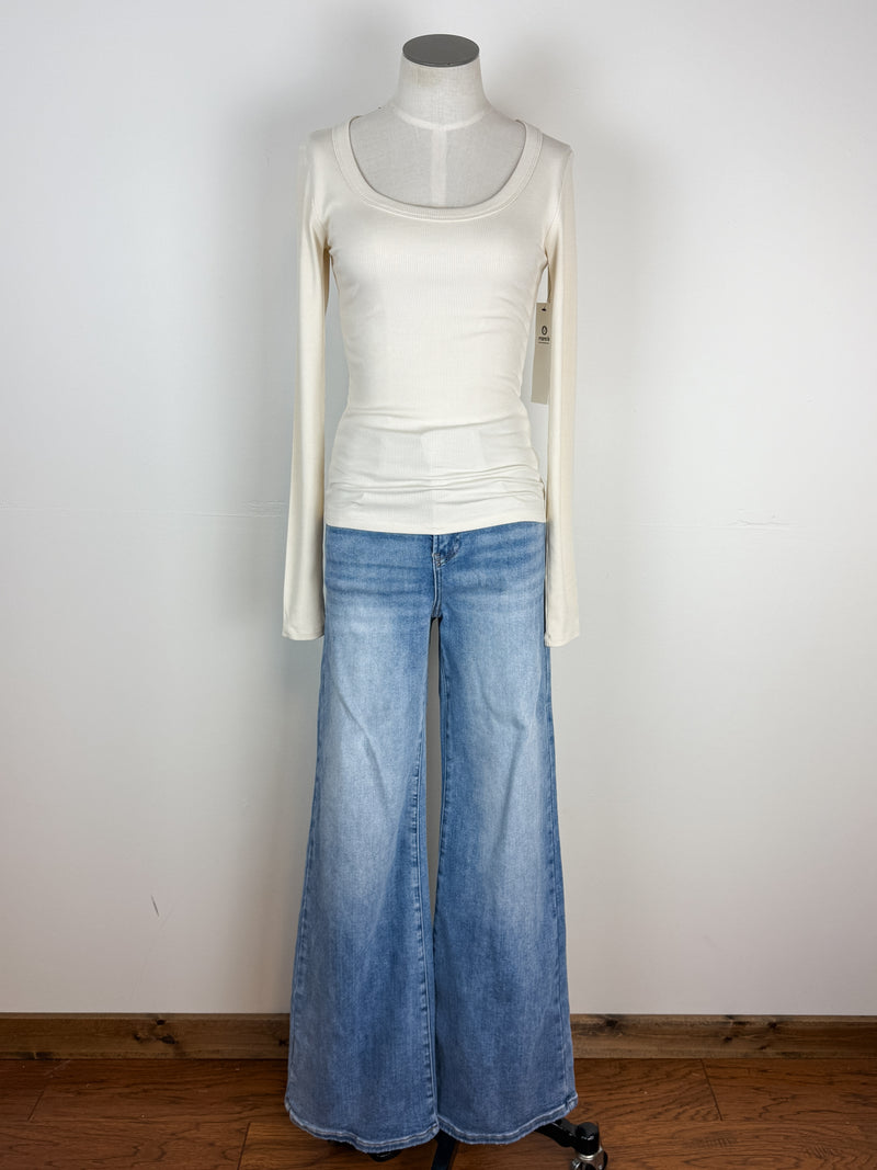 Eloise Scoop Neck Micro Ribbed Long Sleeve