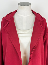 Hannah Raw Edge Blazer in Garnet Red