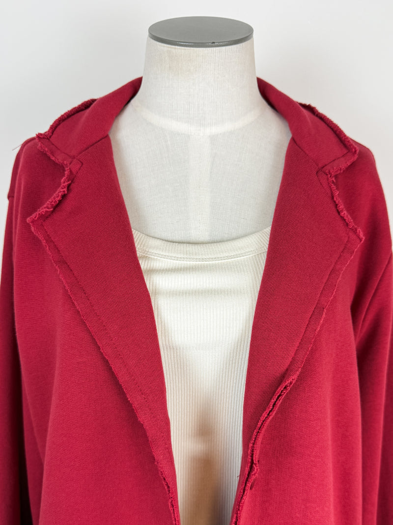 Hannah Raw Edge Blazer in Garnet Red