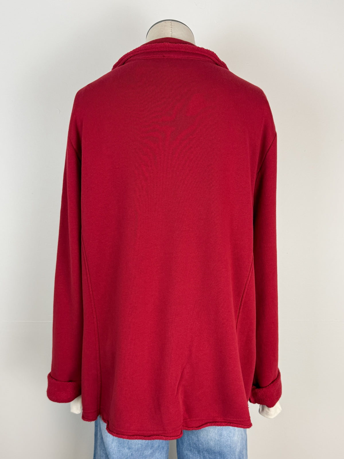 Hannah Raw Edge Blazer in Garnet Red
