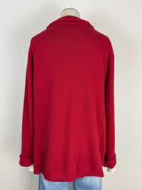 Hannah Raw Edge Blazer in Garnet Red