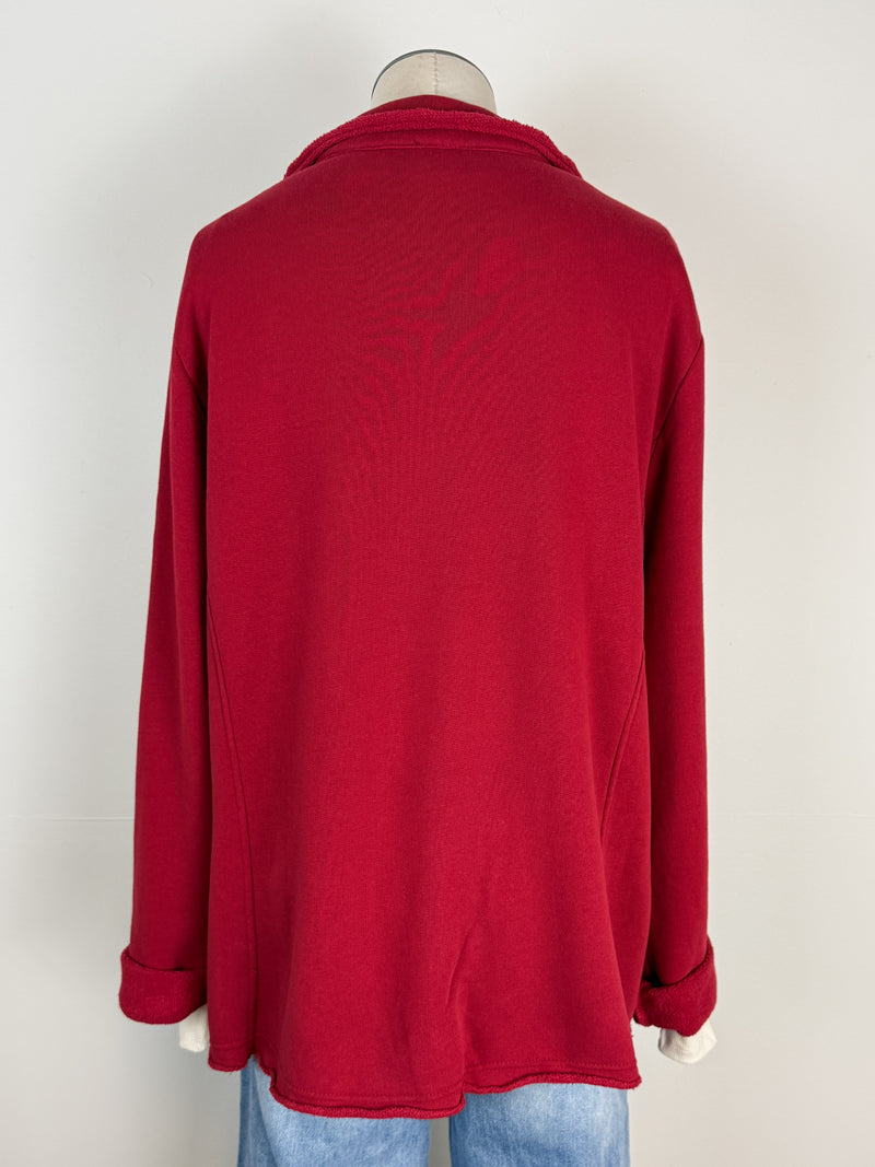 Hannah Raw Edge Blazer in Garnet Red