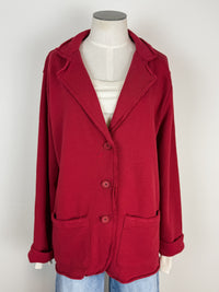 Hannah Raw Edge Blazer in Garnet Red