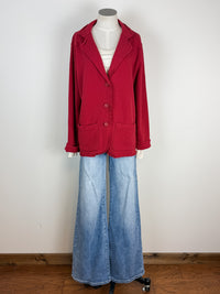 Hannah Raw Edge Blazer in Garnet Red