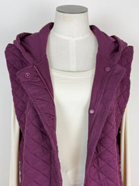 Madelyn Longline Quilted Vest in Plum