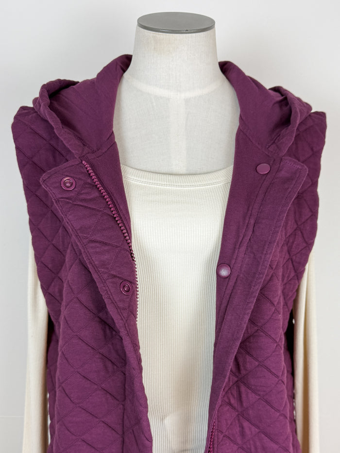 Madelyn Longline Quilted Vest in Plum