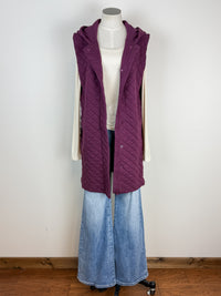 Madelyn Longline Quilted Vest in Plum