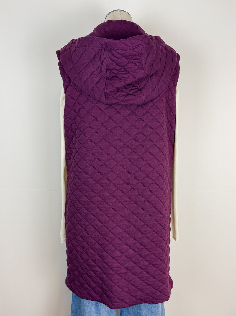 Madelyn Longline Quilted Vest in Plum