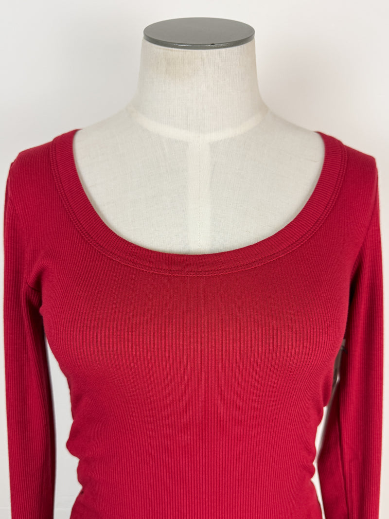 Eloise Scoop Neck Micro Ribbed Long Sleeve