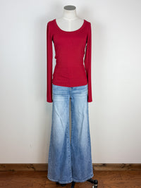 Eloise Scoop Neck Micro Ribbed Long Sleeve