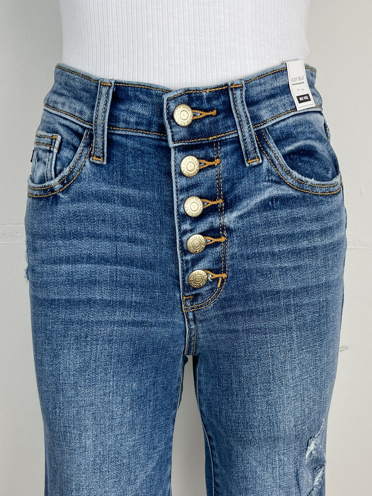 Judy Blue Laura Mid Rise Button Fly Flares