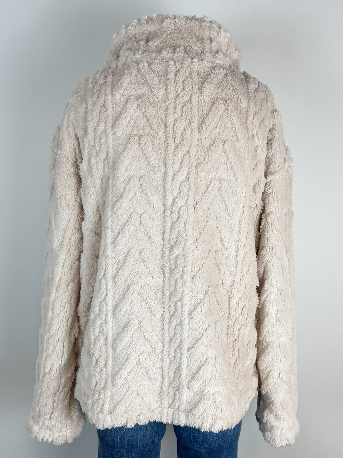 Peyton Fuzzy Half Zip Pullover in Ecru