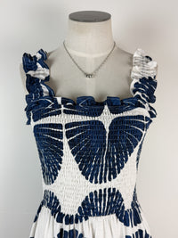 Bonnie Printed Midi Dress in Navy