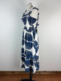 Bonnie Printed Midi Dress in Navy